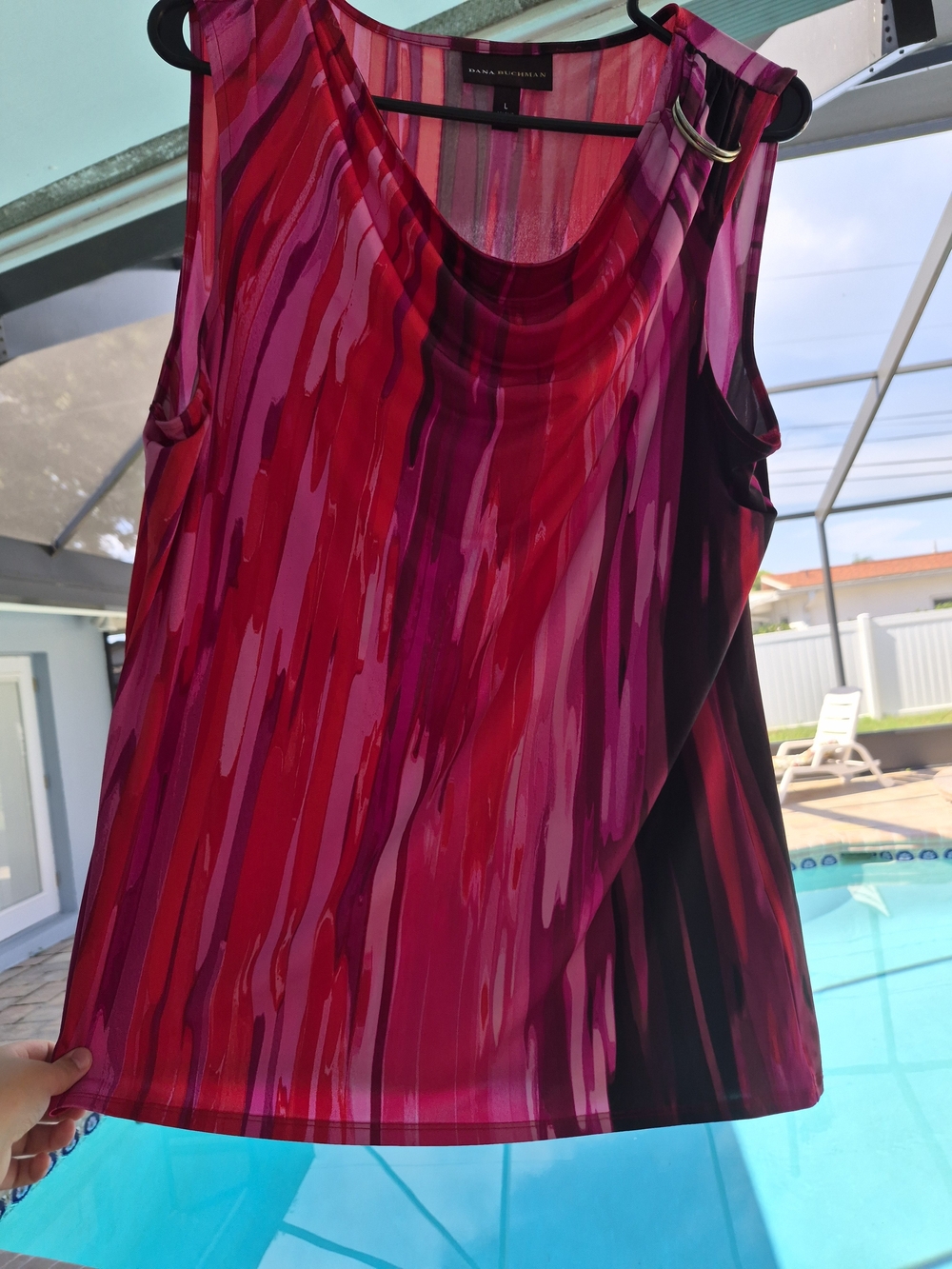 Dana Buchman Magenta & Pink Striped Swim Coverup with Ring Detail